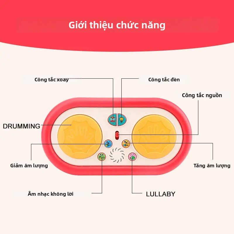 Đồ Chơi Âm Nhạc Đa Chức Năng Cho Trẻ Em Trống Điện Tử Chơi Bằng Tay Có Đèn Nhấp Nháy & Hiệu Ứng Âm Thanh Để Bé Chơi Phát Triển Vận Động