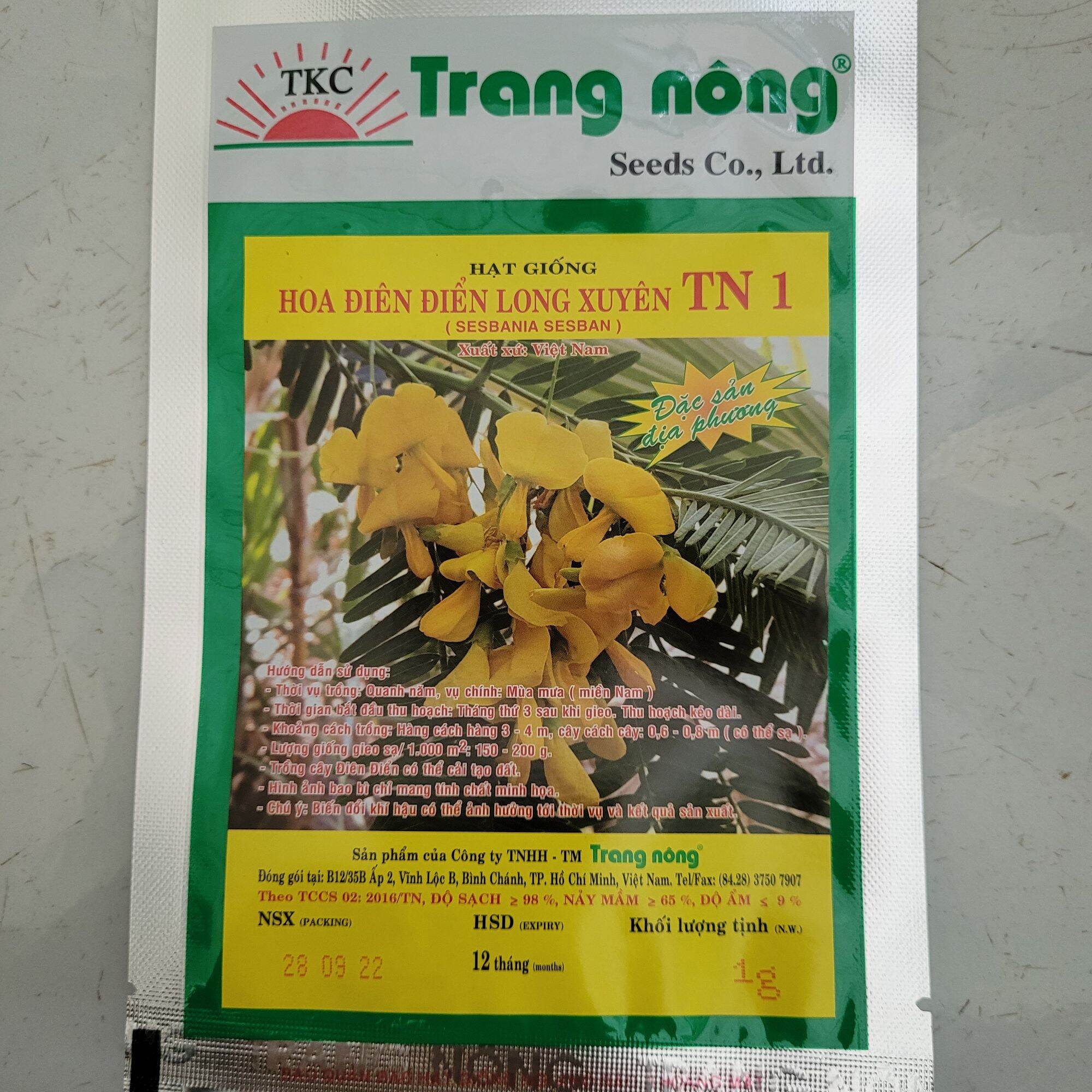 Hạt giống hoa điên điển long xuyên trang nông tn1 gói 1gr