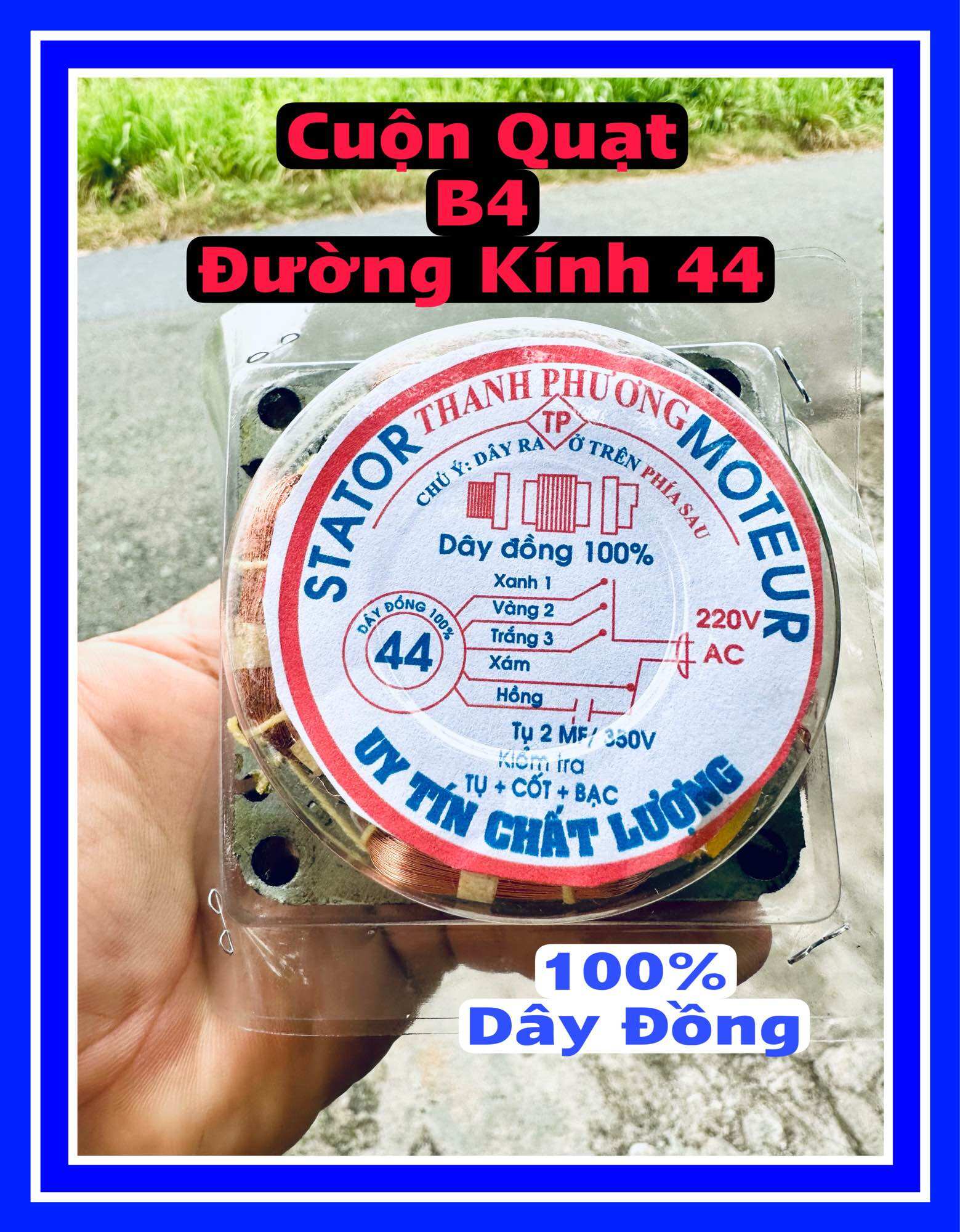 100% Dây đồng Lốc quạt dây đồng loai tot stato cuộn quạt b4 đường kính 44, linh kiện quạt máy phụ tùng thay thế quạt gió