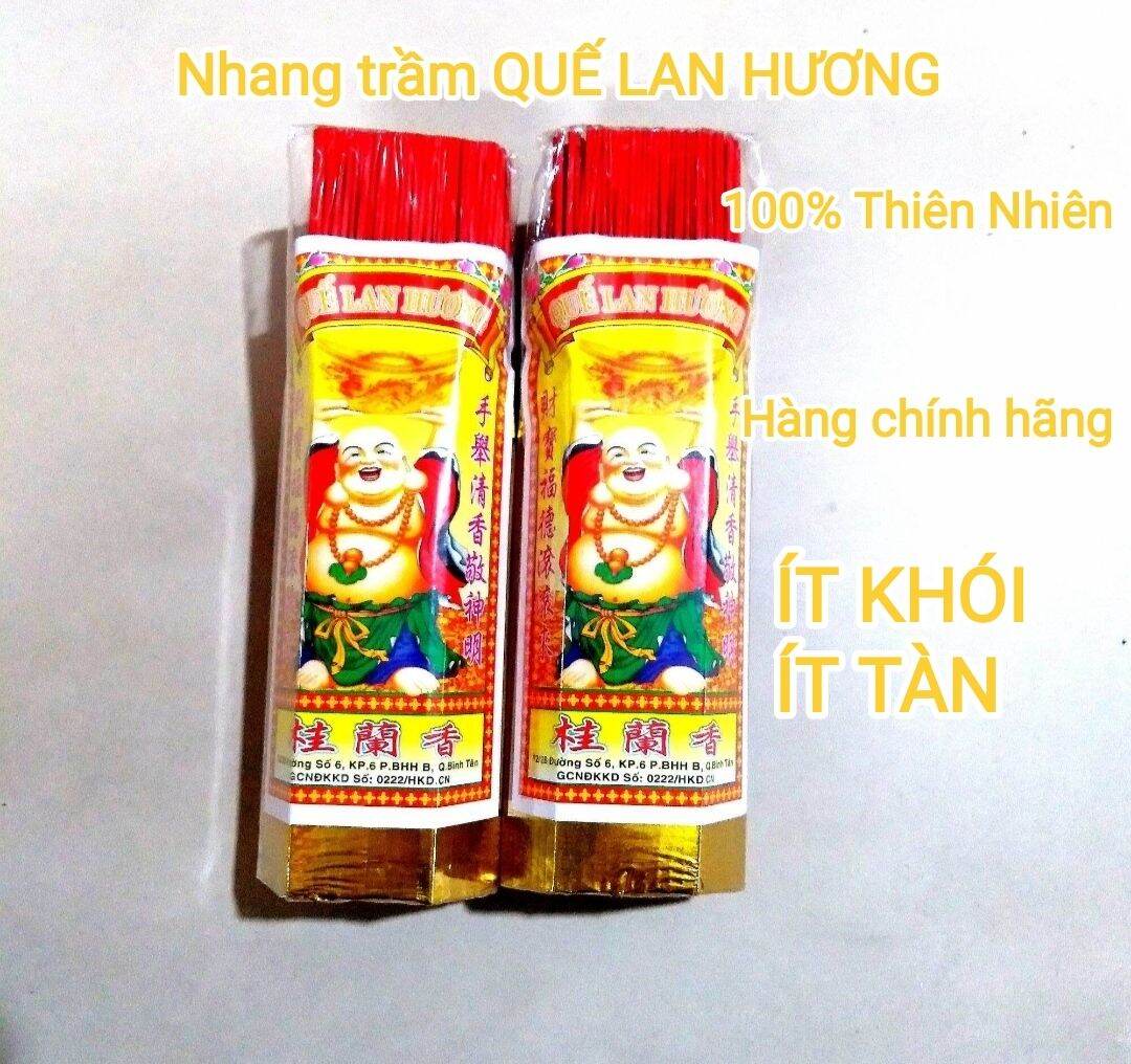 Cơ sở nhang Quế Lan Hương, hiệu nhang Di lạc, nhang trầm ít tàn, ít khói, bó 330 cây , nhiều cỡ