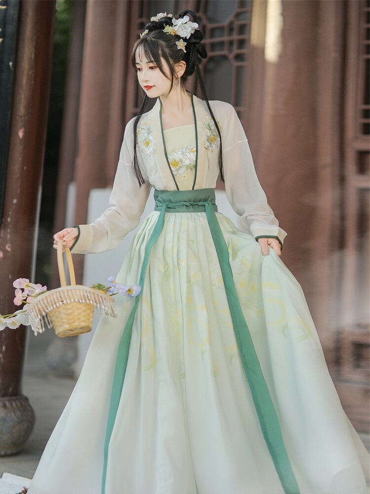 Váy Xếp Ly Hanfu Cổ Trang Cho Nữ, Váy Xếp Ly Một Mảnh Thêu Công Phu, Váy Hanfu Thường Ngày, Váy Hanfu Phong Cách Cổ Điển