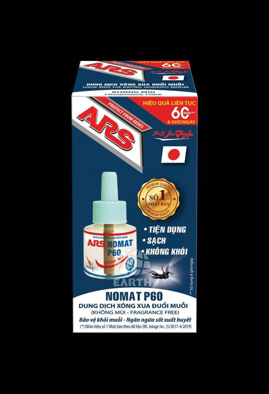 Chai dung dịch xông xua đuổi muỗi điện ARS Nomat P60 (refill/ dùng để lắp vào máy xông đuổi muỗi điện ARS Nomat P60) - Thương hiệu số 1 Nhật Bản