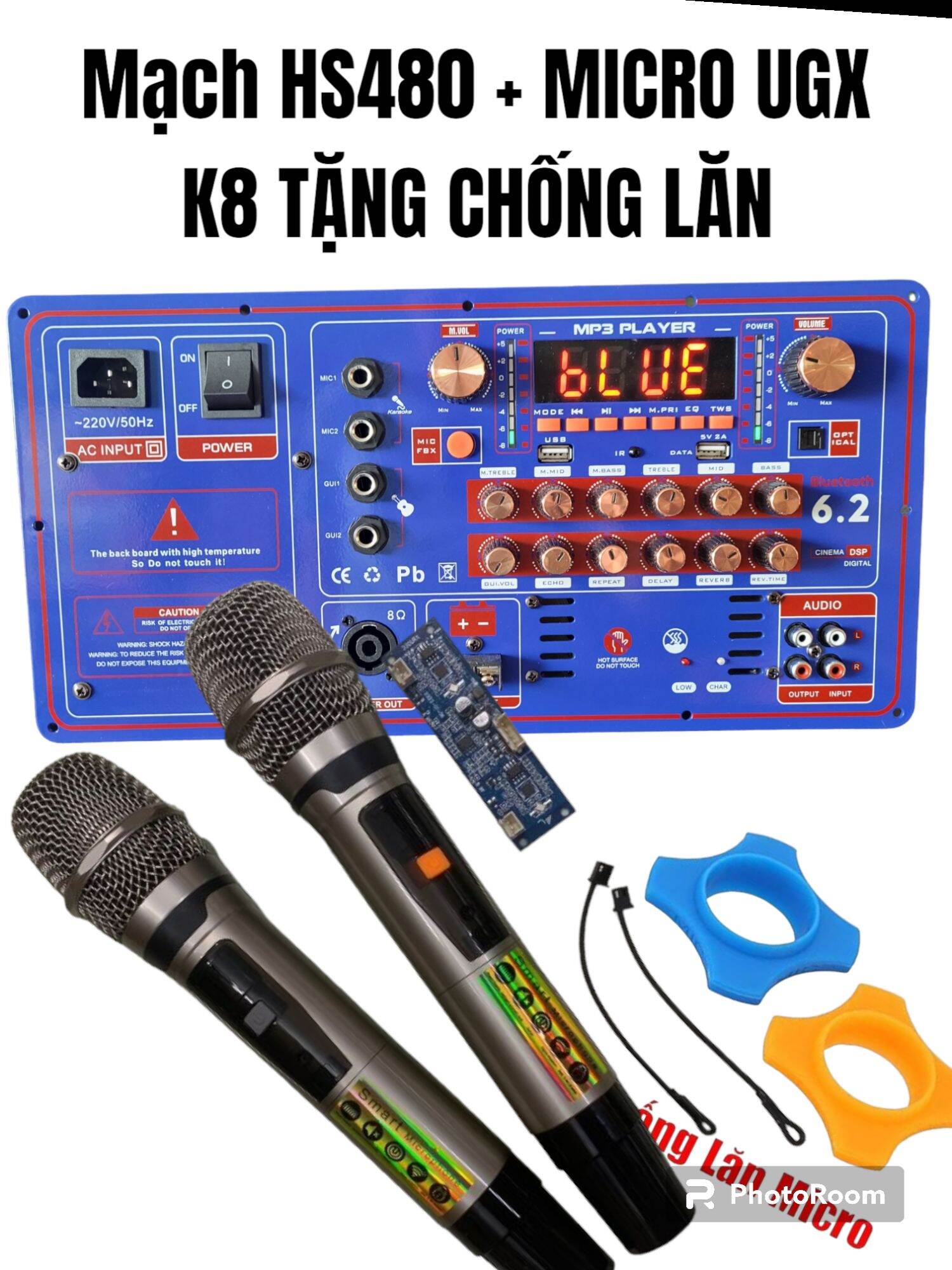 Mạch loa kéo công suất lớn HS480 kèm micro KIM LOẠI( tặng chống lăn)