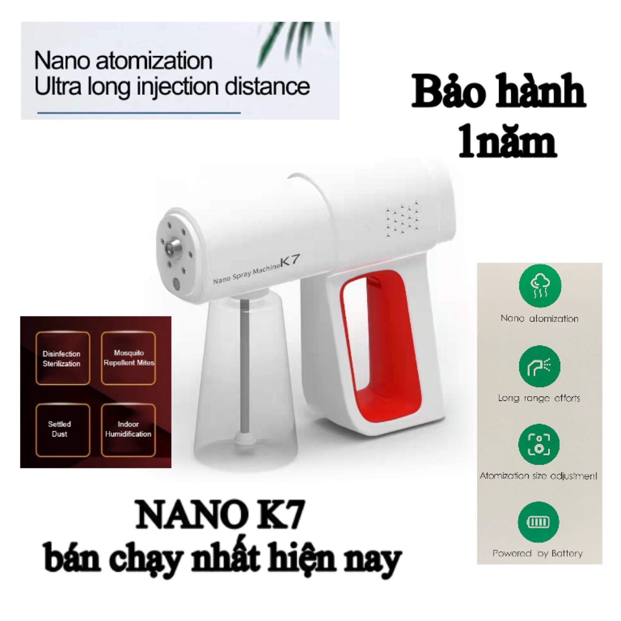Máy phun khử khuẩn Nano Spray Machine K7 mới nhất diệt khuẩn đến 99,9% thoan nhỏ gọn tích hợp đèn UV tia thuận tiện mang theo mọi lúc mọi nơi