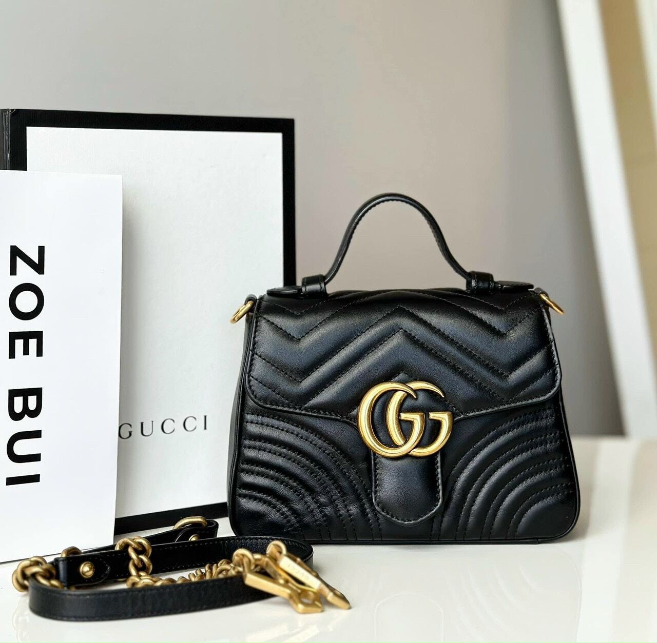 Túi xách đeo chéo gucci marmont mini top handle super