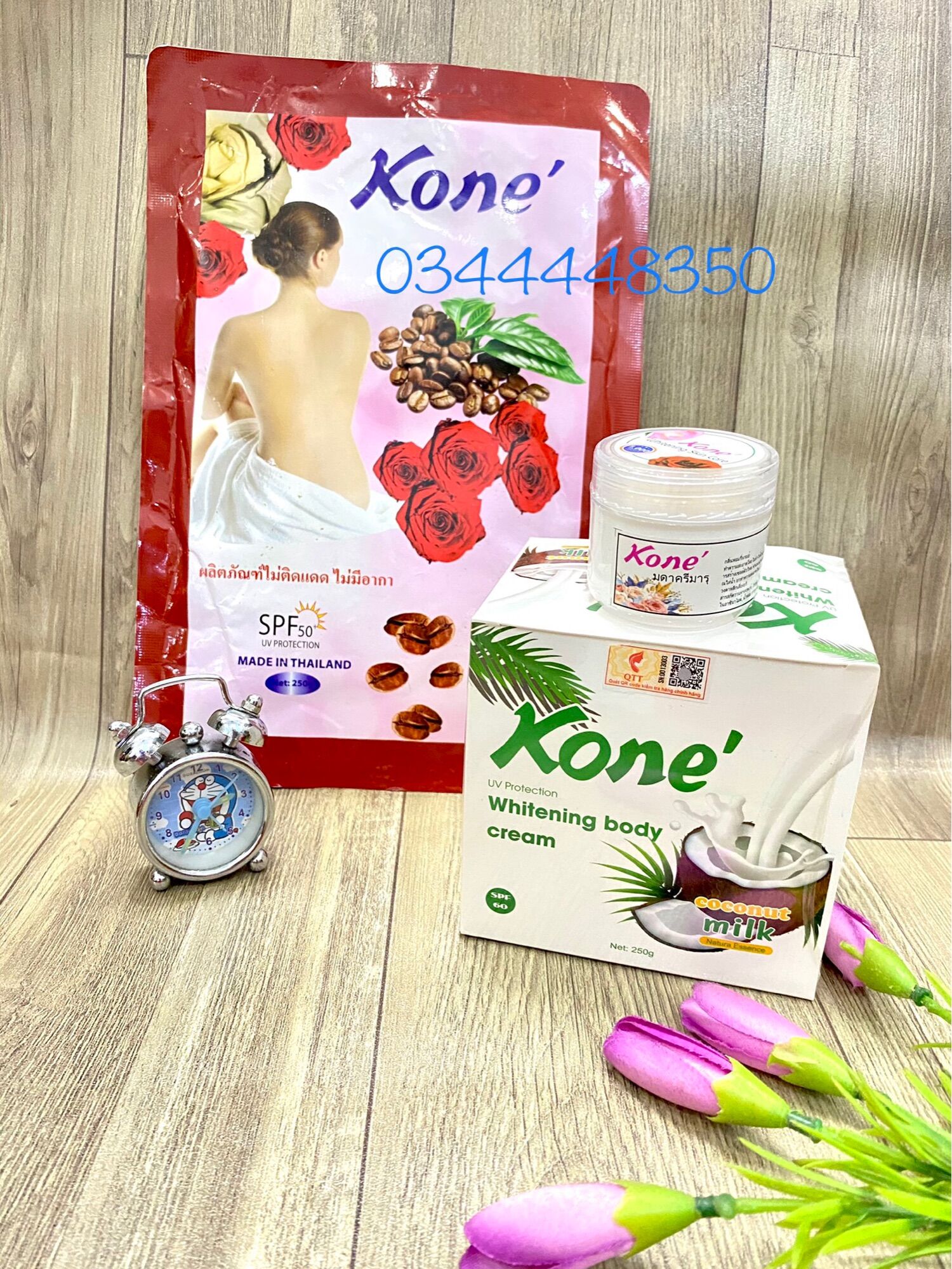 Bộ 3 kem body kone sữa dừa kích trắng kone tắm trắng kone Chính Hãng
