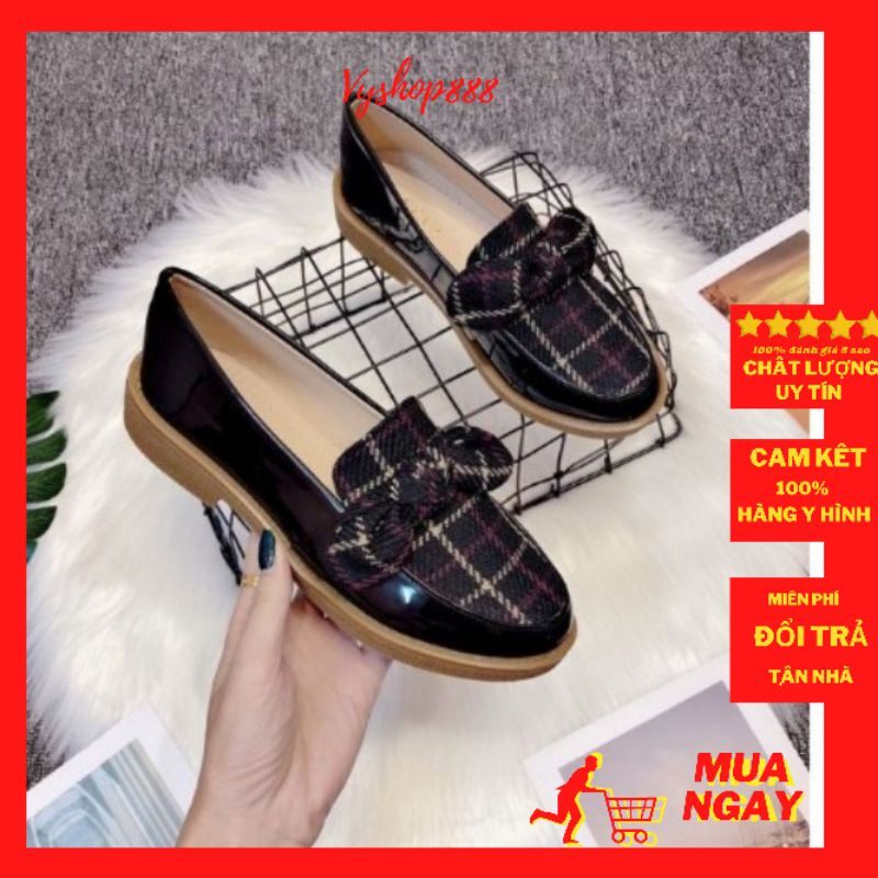 giày hài nữ da bóng đế 3cm trẻ trung mã34