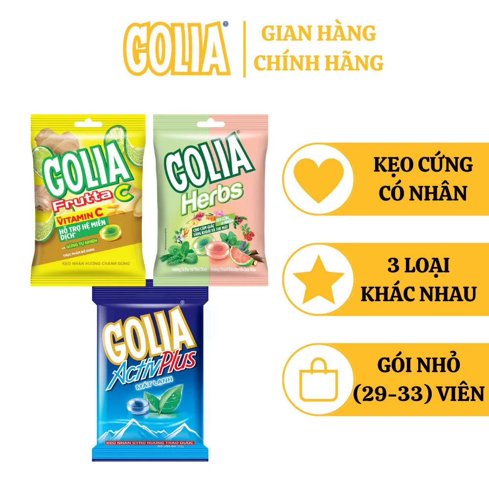 Kẹo Golia Active Plus gói 34 viên (112.5g) - Đồ Ăn Vặt Giá Rẻ