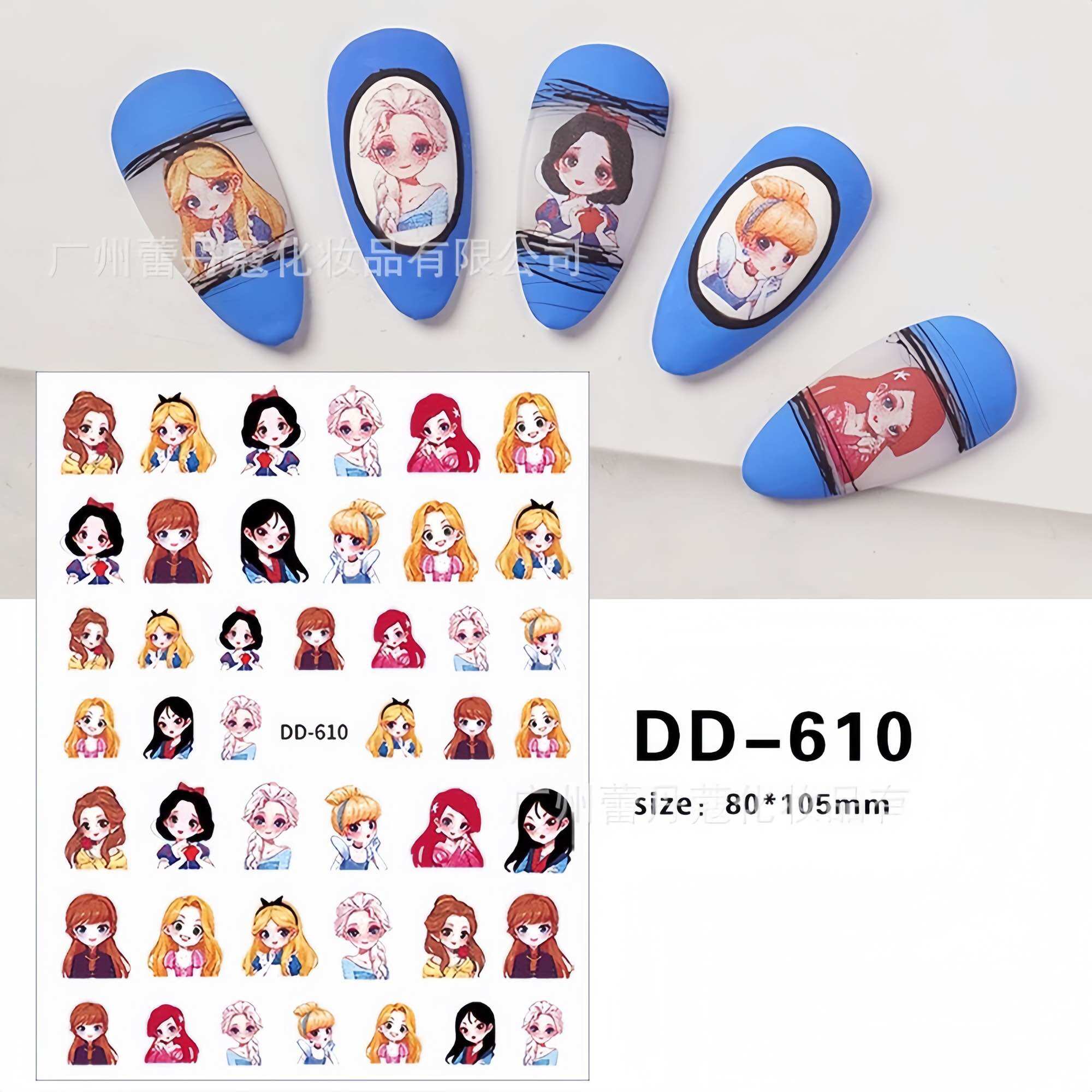 Sticker hoạt hình cô gái dán móng tay đủ kiểu