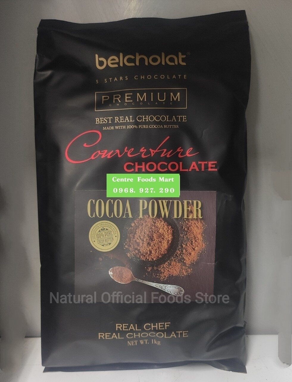 Bột Ca Cao Nguyên Chất Natural Official Foods Cocoa Powder hiệu Belcholat Chocolate 1kg
