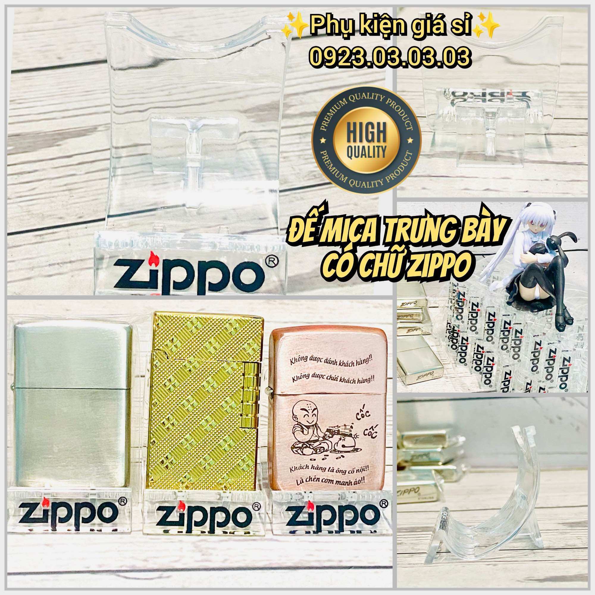 Chân đế Zippo, đế mica trưng bày Zippo
