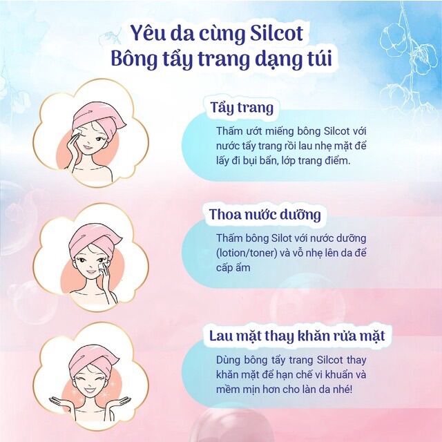 COMBO 5 HỘP Bông tẩy trang Silcot Velvety Touch Cotton Nhật Bản hộp 82 miếng