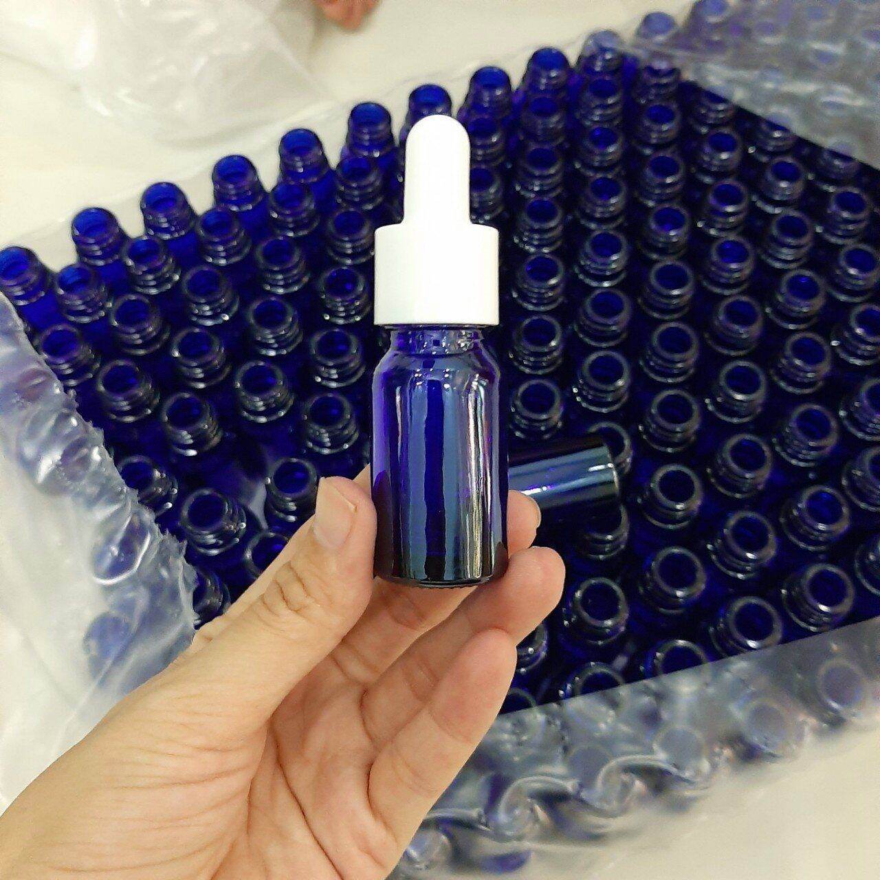 Chai Tinh Dầu Thủy Tinh màu xanh (Lọ Serum) Bóp Giọt Khoen trắng 10ml/20ml Chiết Mỹ Phẩm