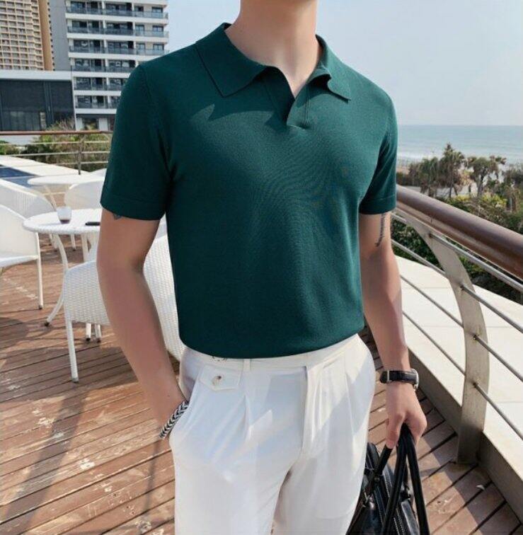 Áo thun PoLo cổ V -Amey AP05 - SLIMFIT Co giãn 4 chiều