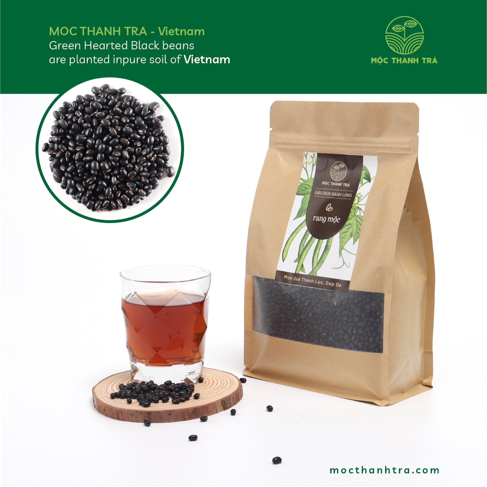 Đậu đen xanh lòng rang mộc mộc thanh trà - túi 1kg trà chay thực dưỡng - giải nhiệt mát gan