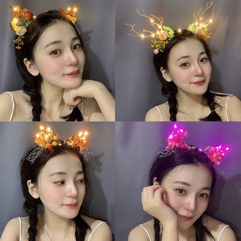 Cài tóc giáng sinh có đèn, bờm tóc noen