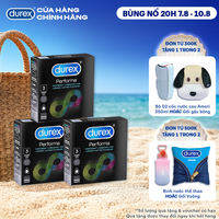 Bộ 3 hộp bao cao su Durex Performa kéo dài thời gian, size 52mm, 3 bao/hộp