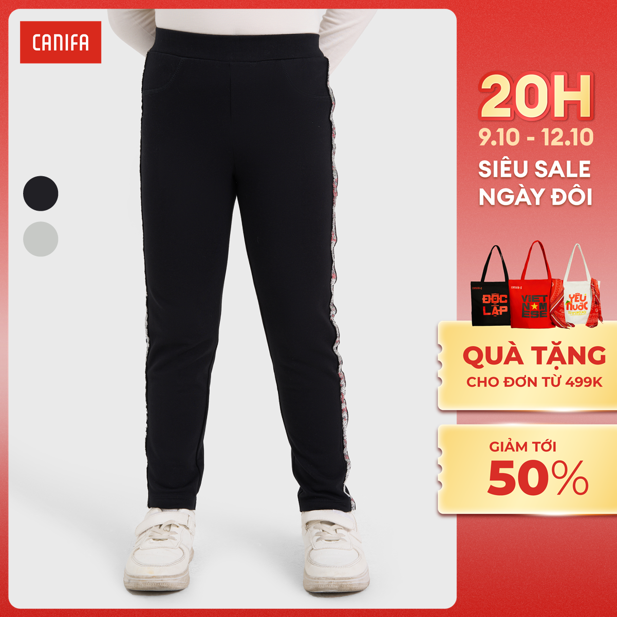 [20H 9-12.10 VOUCHER TỚI 500K] Quần legging bé gái CANIFA chất liệu nỉ 1BL23W002 MS24