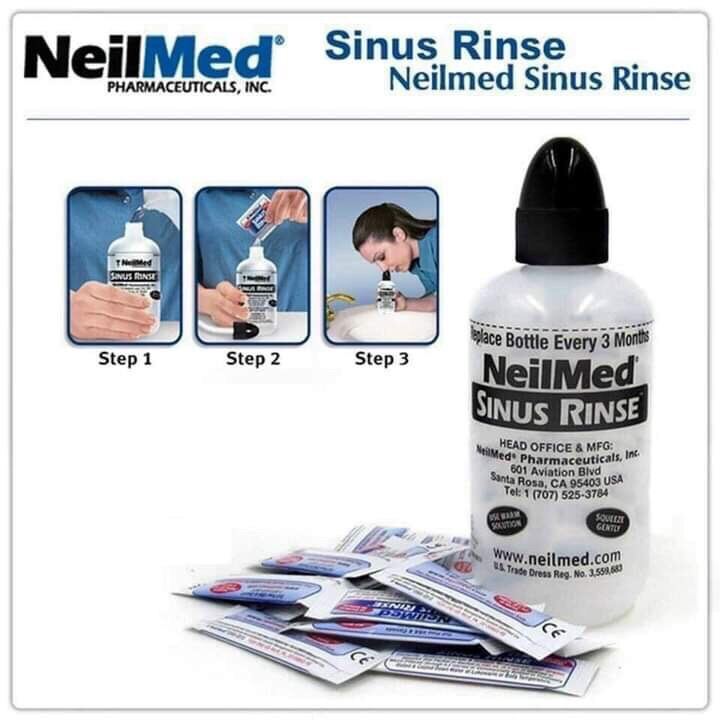 Bộ bình + muối rửa mũi NeilMed-Mỹ 250 gói muối