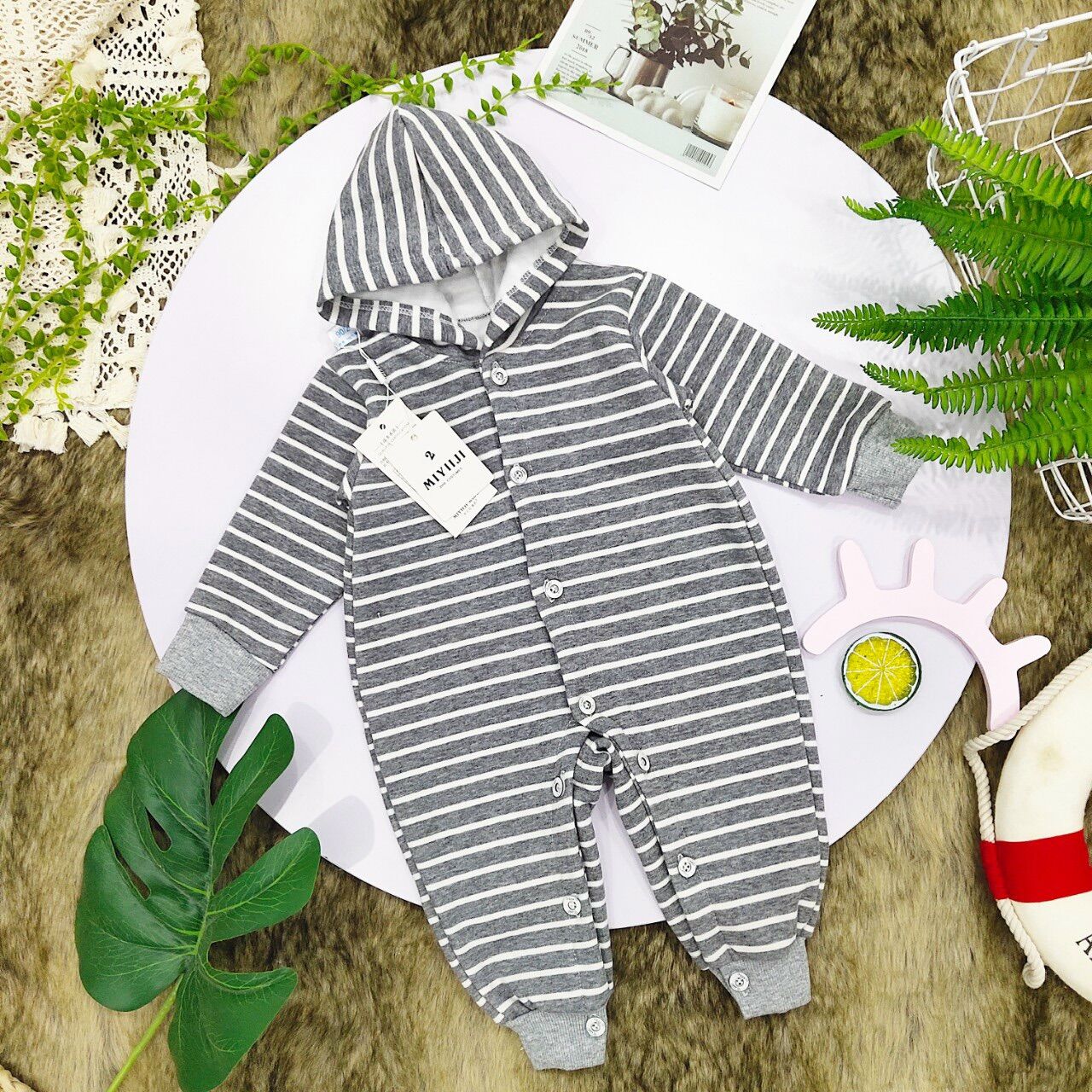 Body nỉ lông thu đông cho bé 3-8kg
