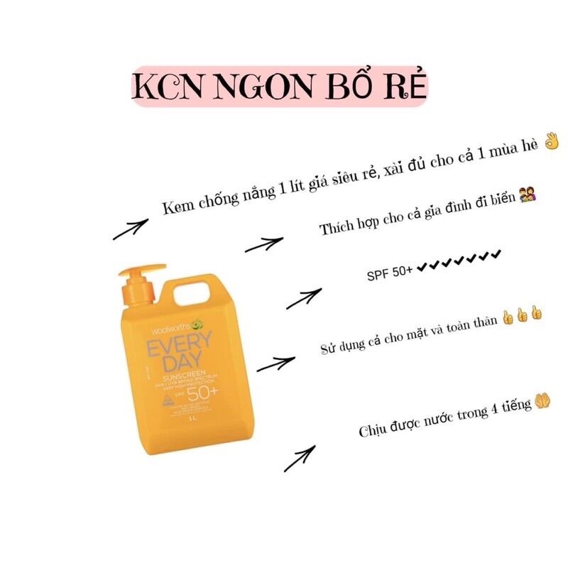 KEM CHỐNG NẮNG WOOLWORTHS SUNSCREEN SPF 50+ EVERYDAY