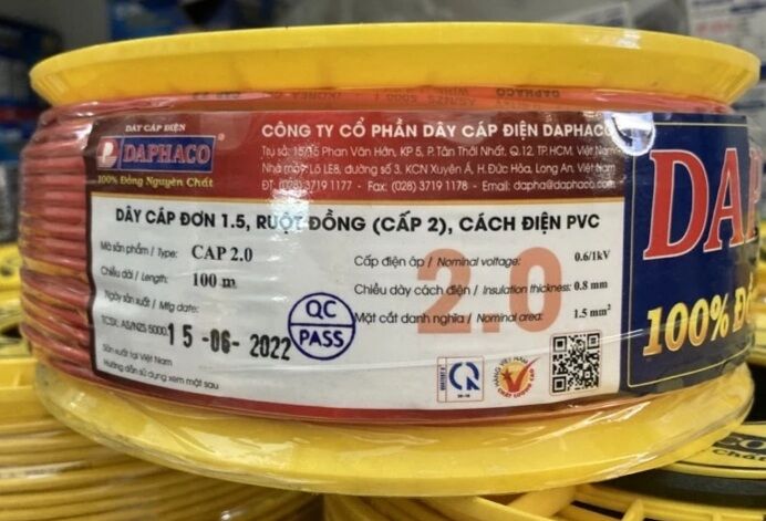 [HCM] DÂY ĐIỆN ĐƠN DAPHACO 2.0 lỗi 7 sợi (cuộn 100m)