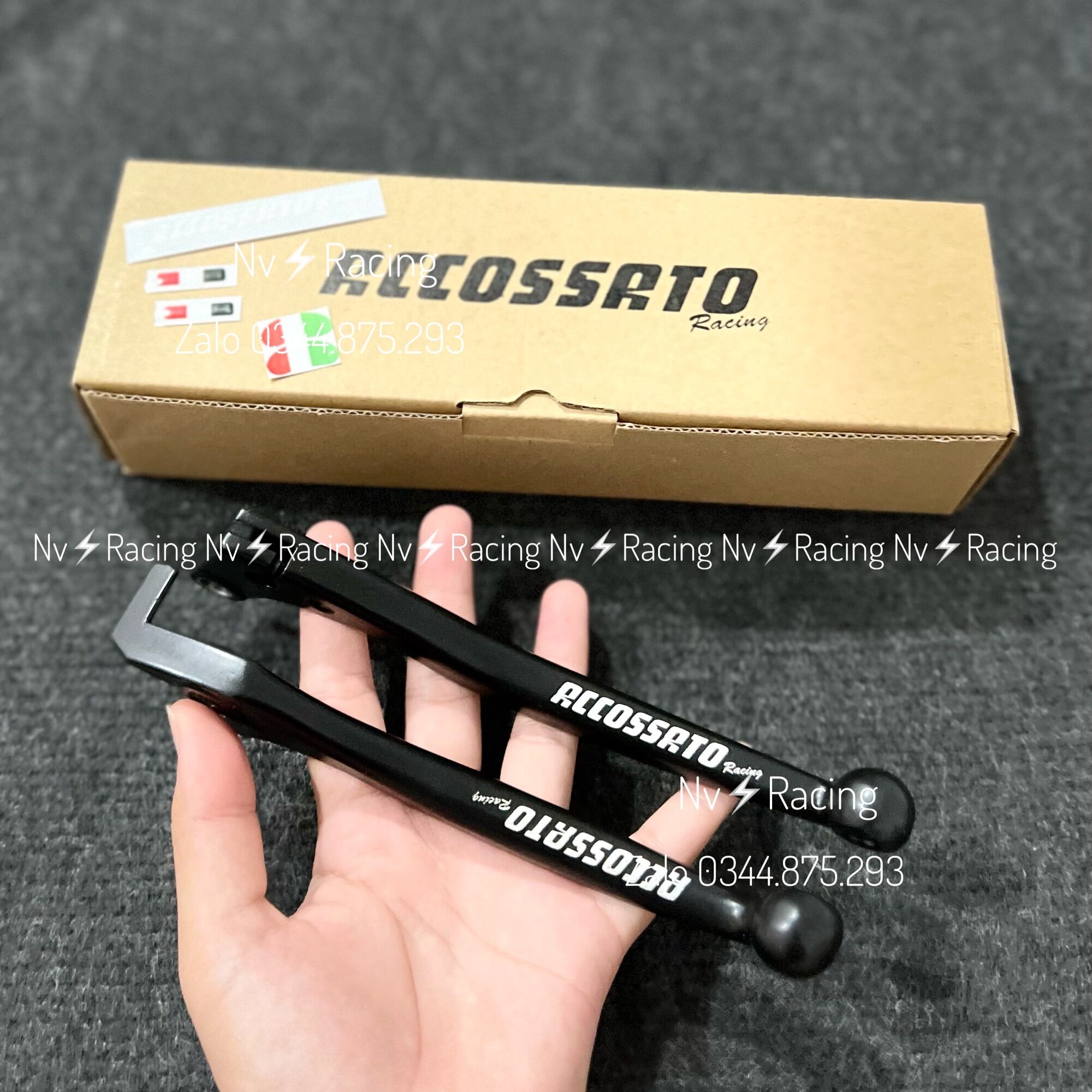 [ Chính hãng ] Bộ tay thắng Mod Accossato Đen nhám Vario/Winner/Exciter/Airblade/Vision/wave/Future ( Tặng kèm tem dán )