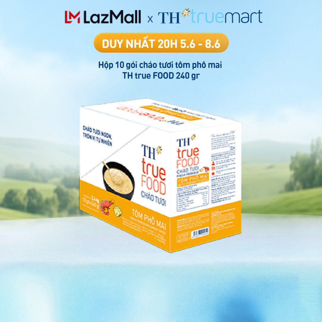 Hộp 10 gói Cháo tươi tôm phô mai TH true Food 240 g (240 g x10 gói)
