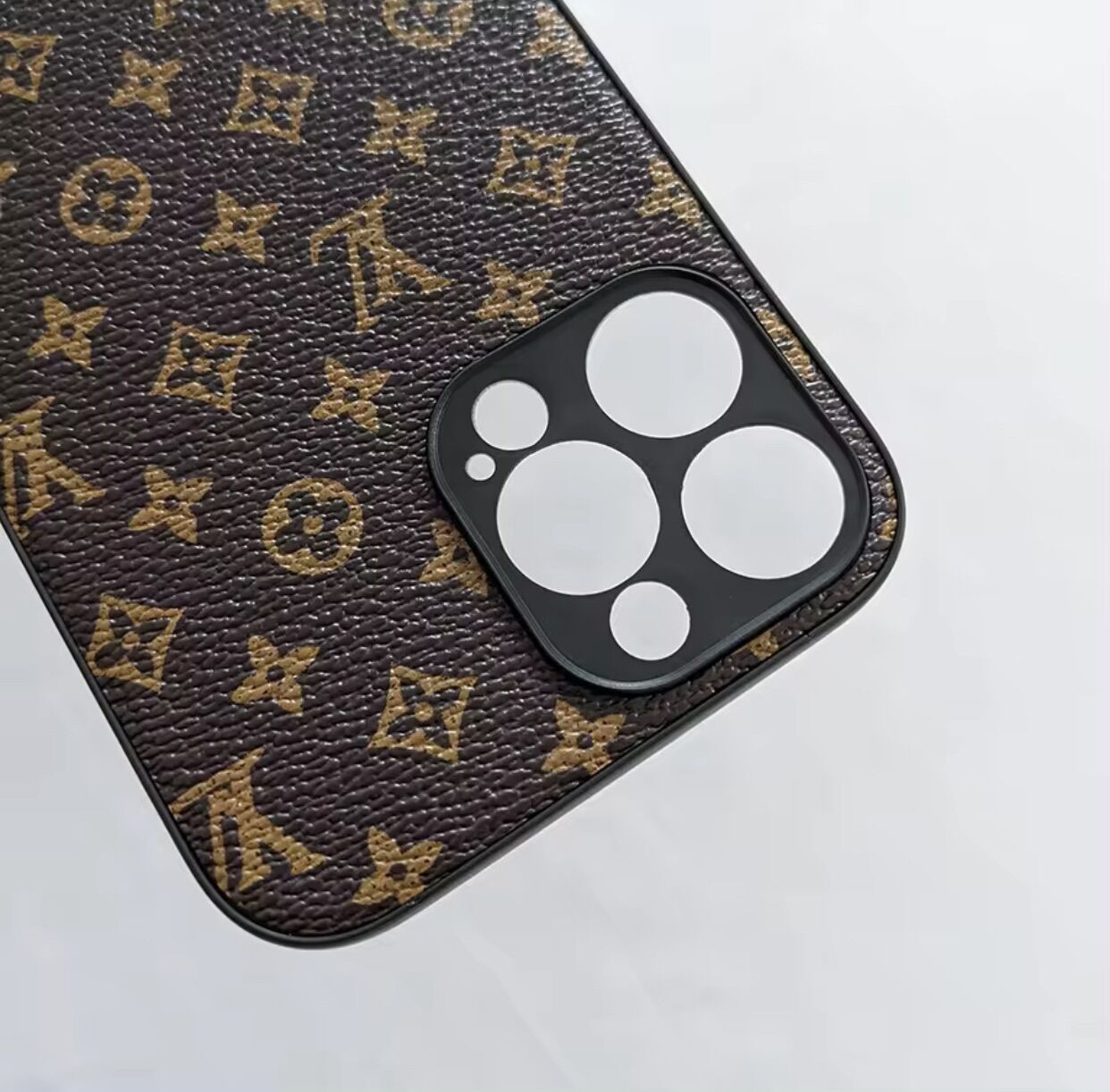 LV texture leather back phone case for iPhone protection plastic mobile phone