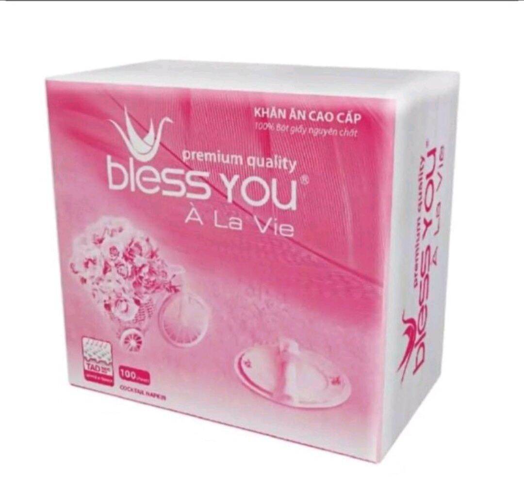 Khăn giấy ăn cao cấp bless you 100 tờ.
