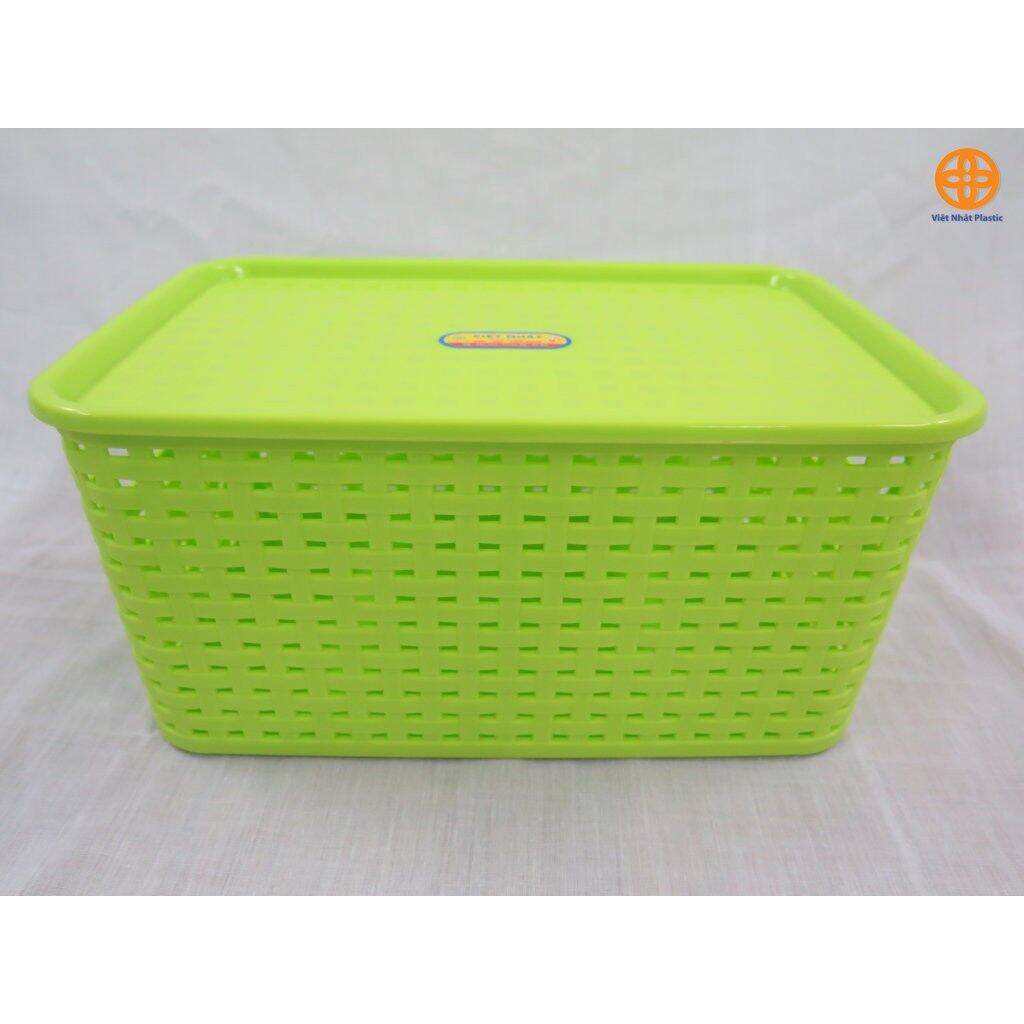 RỔ ĐAN GIẢ MÂY CÓ NẮP ĐẬY Kích thước 39 *29.5 *22 cm