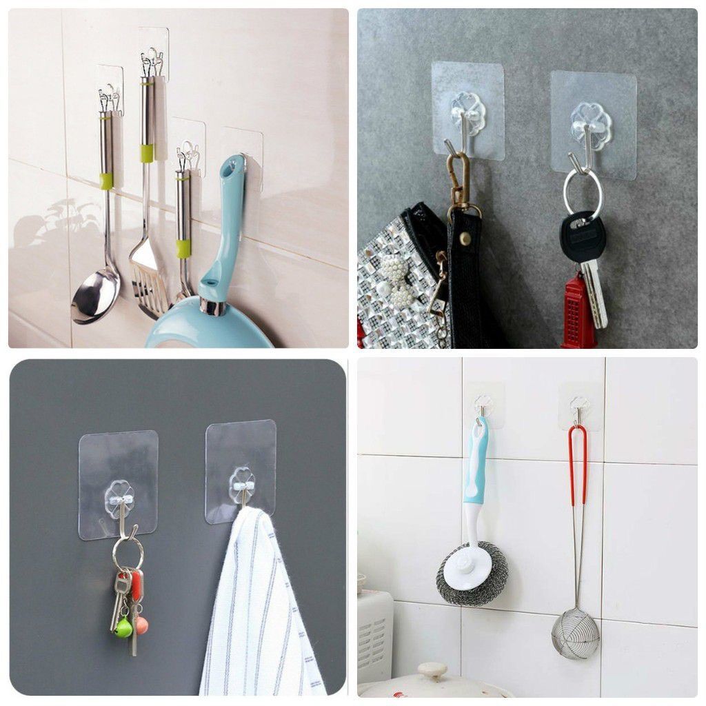 Combo 10 móc dán tường trong suốt chịu lực tốt