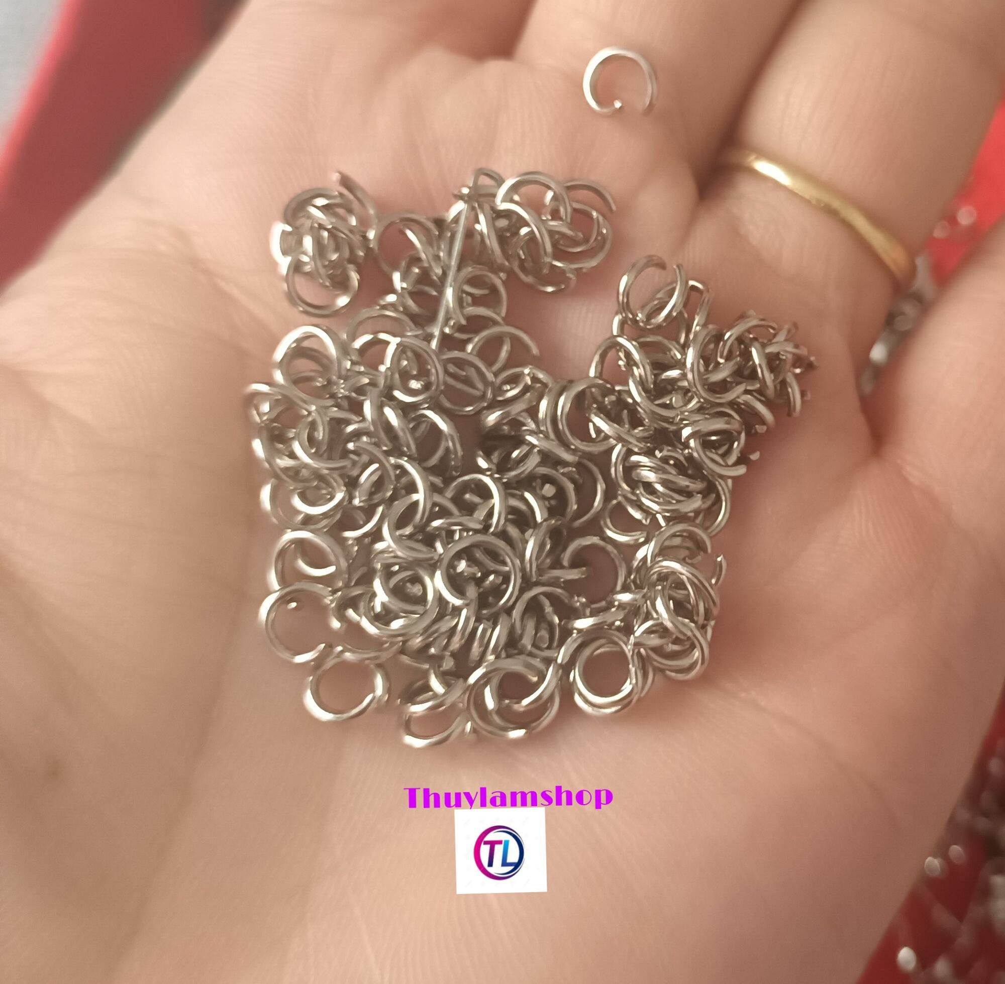 Set 20 khoen hở inox 3li làm bộ móc khóa làm handmade