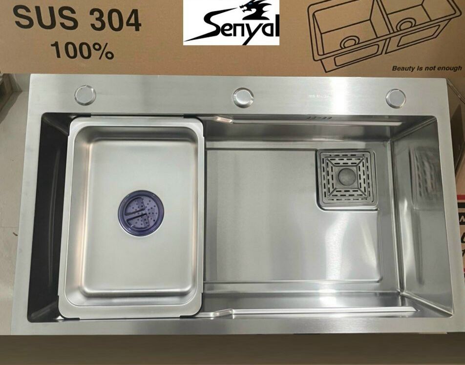 Chậu rửa chén inox 304 cao cấp. 1 hộc kích thước lớn 75×46. Giá gốc ...