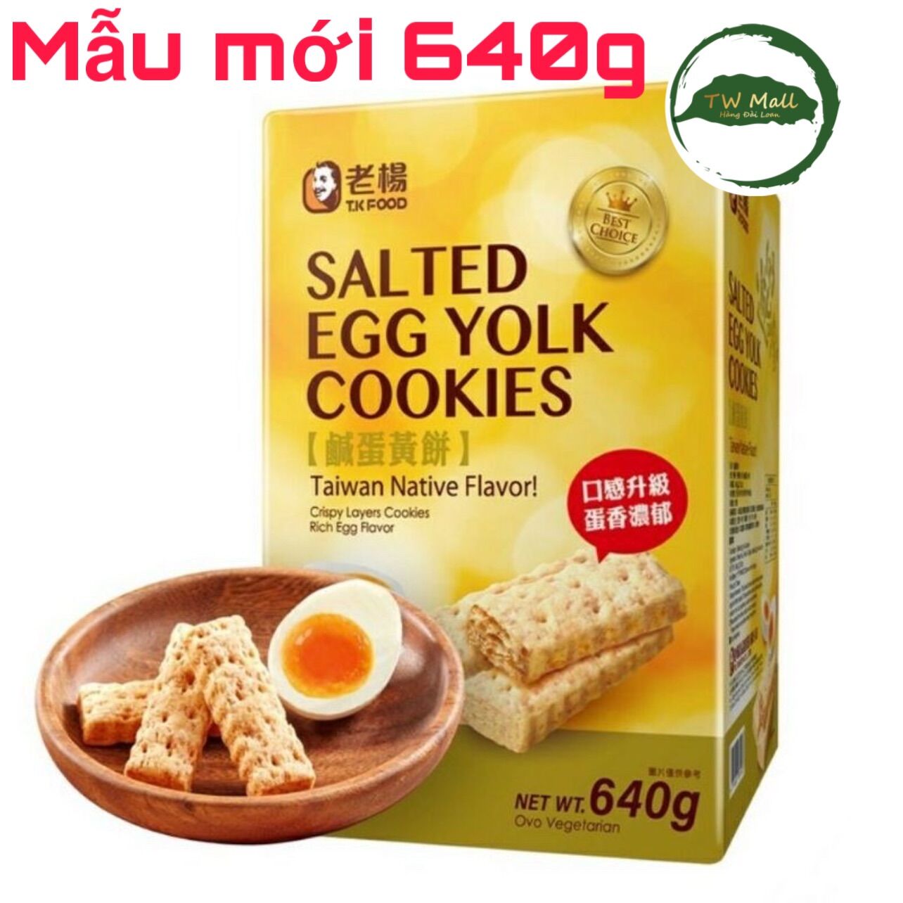 Bánh quy trứng muối đài loan tkfood 640g - tw mall