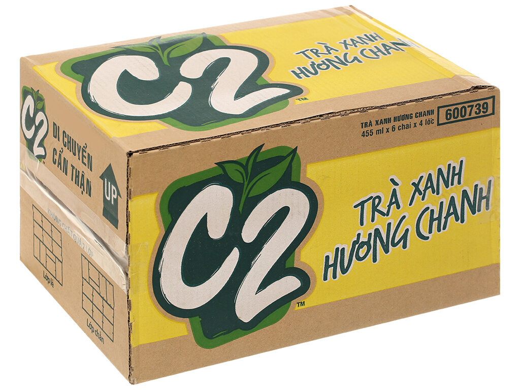 THÙNG 24 CHAI TRÀ XANH C2 VỊ CHANH 455ML