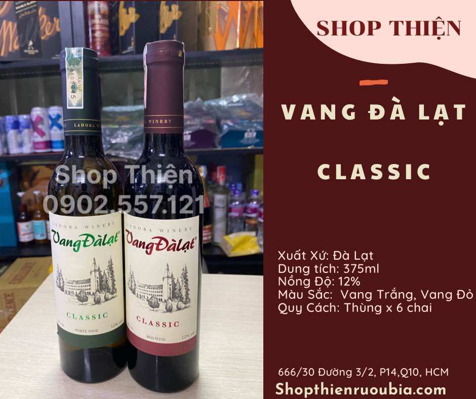 Vang đà lạt classic 12% 375ml-chai nhỏ