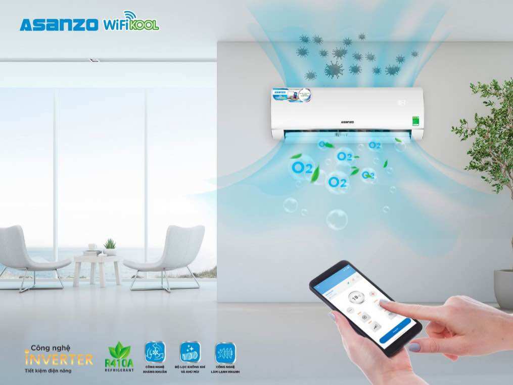 Điều hòa 1 chiều  Asanzo inverter 9000-K09N66