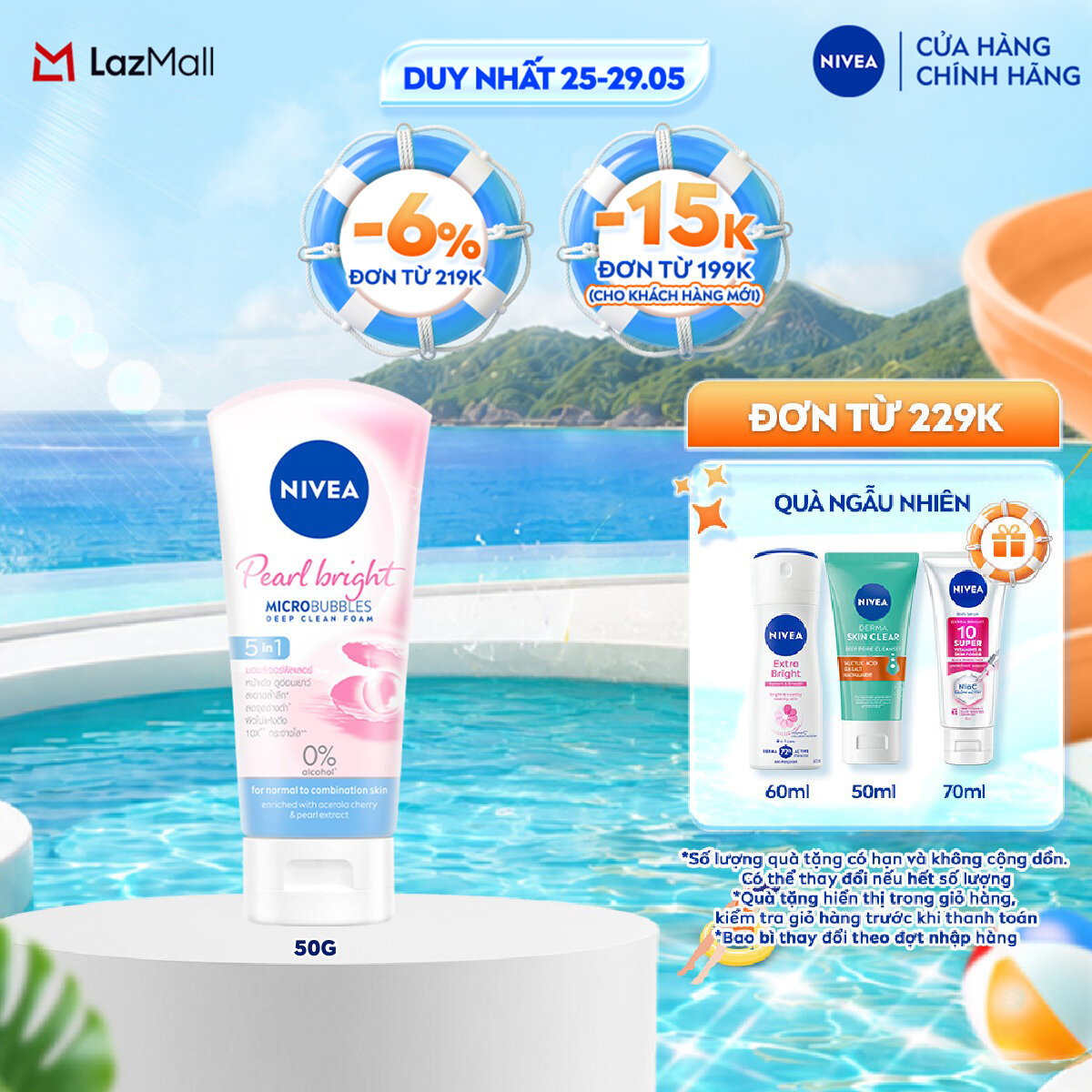 Sữa Rửa Mặt NIVEA Pearl White Giúp Trắng Da Ngọc Trai (50g) - 86704
