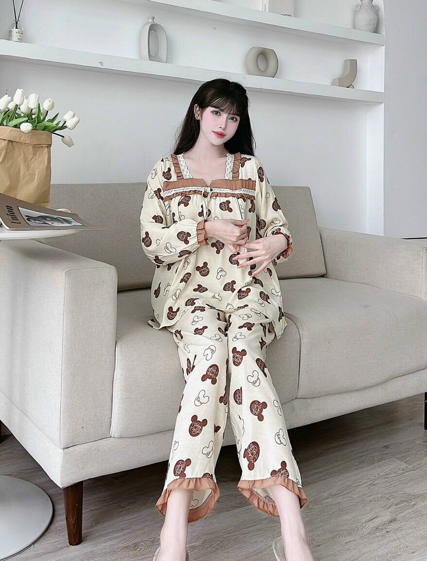 Bộ bầu và sau sinh khoá kéo đũi lụa siêu mát