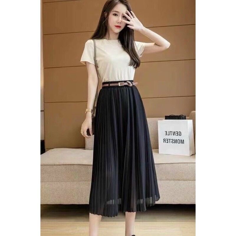 [Oanh BStore] Chân váy xếp ly dáng dài có kèm đai