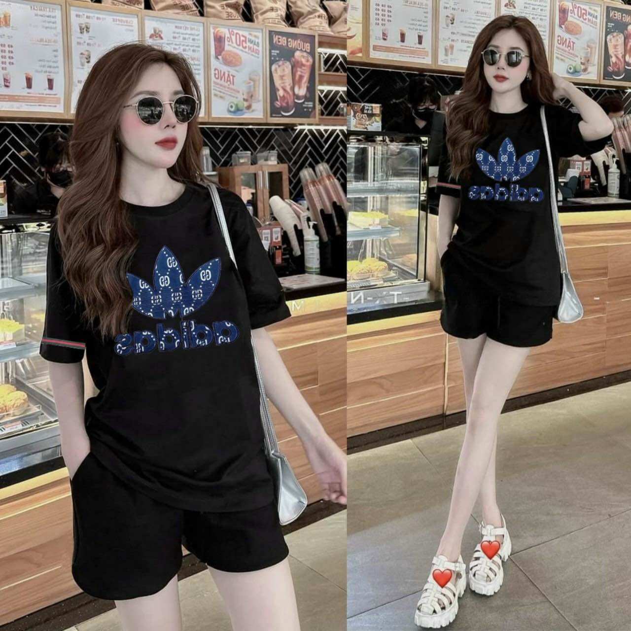 Sét bộ short thun cotton thêu cao cấp