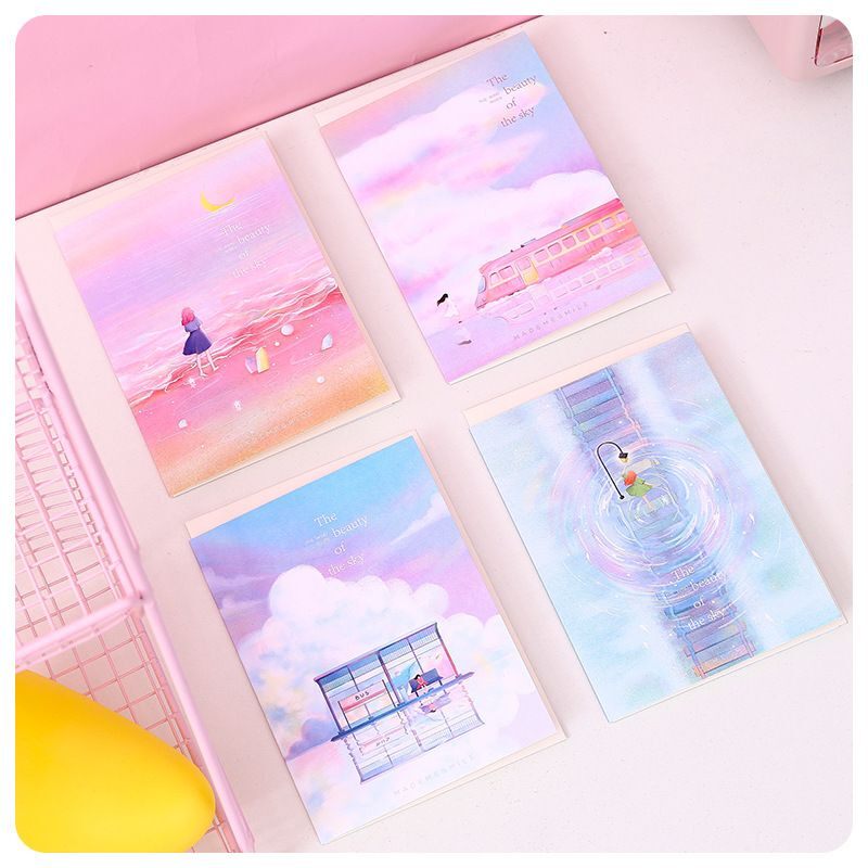 🧜‍♀️ Tấm thiệp hình tranh vẽ nghệ thuật The Beauty of The Sky màu sắc dễ thương #A1078