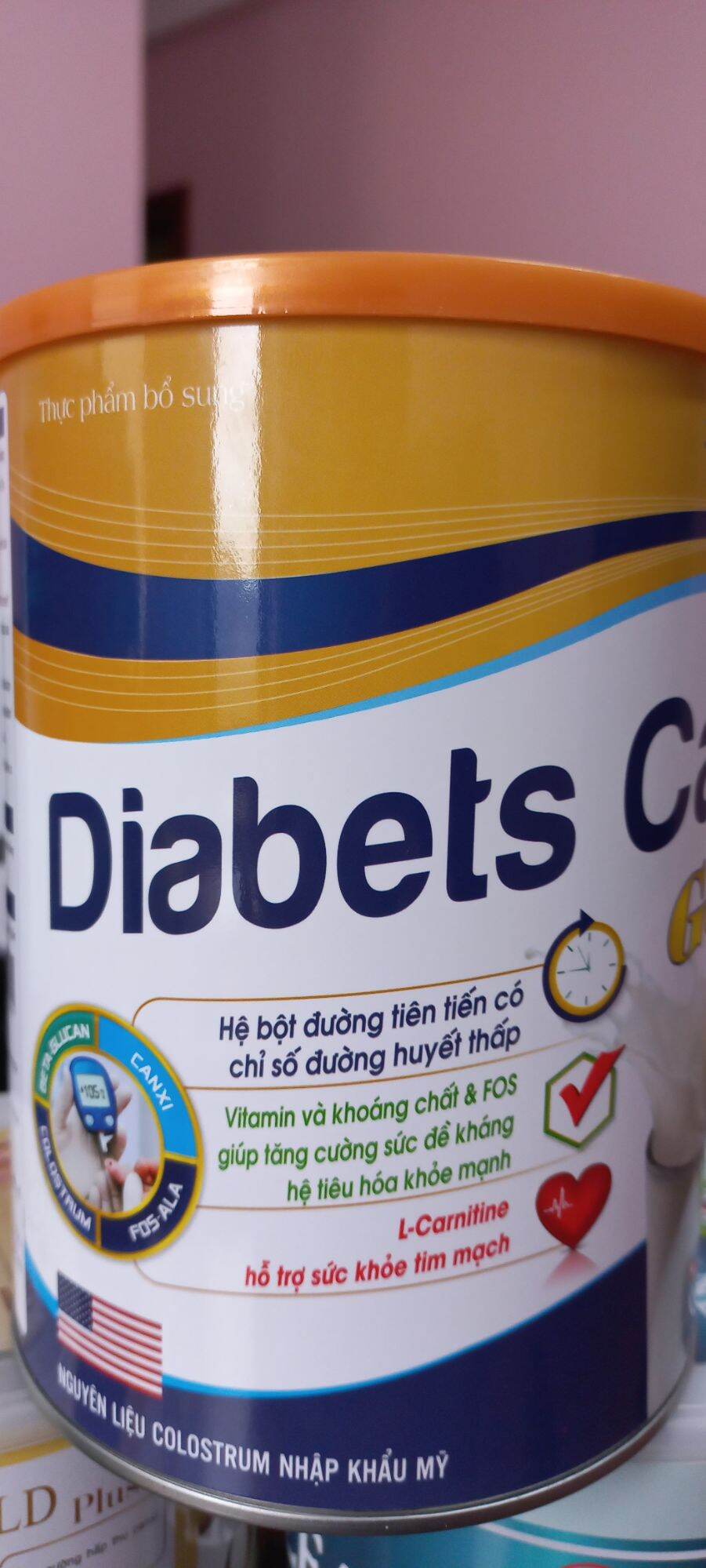 Hộp 900g Sữa tiểu đường Diabets care Gold bổ sung vitamin và khoáng chất.