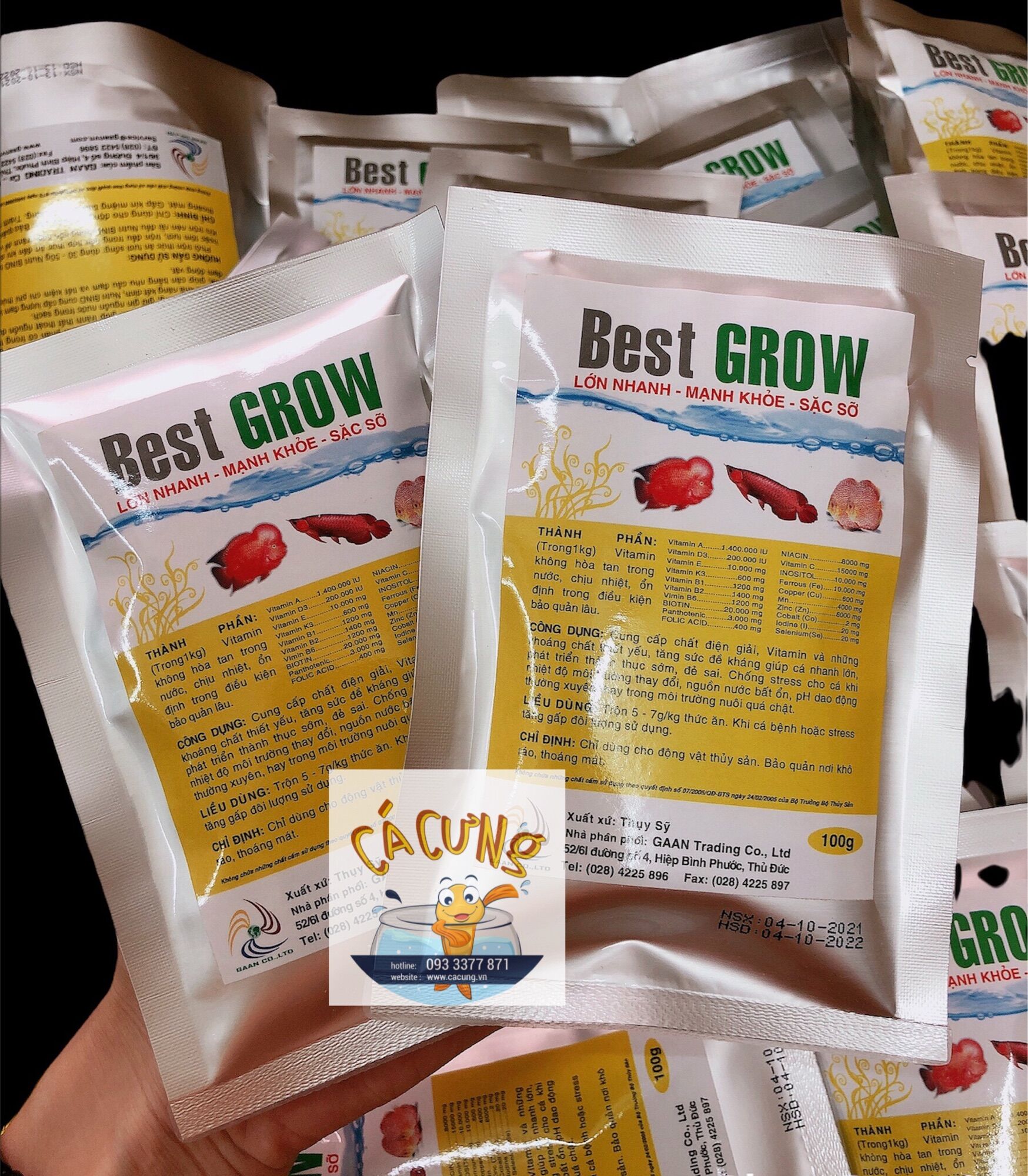 Vitamin Best Grow 100g trộn tôm tim bò - dưỡng chất thiết yếu cho cá cảnh