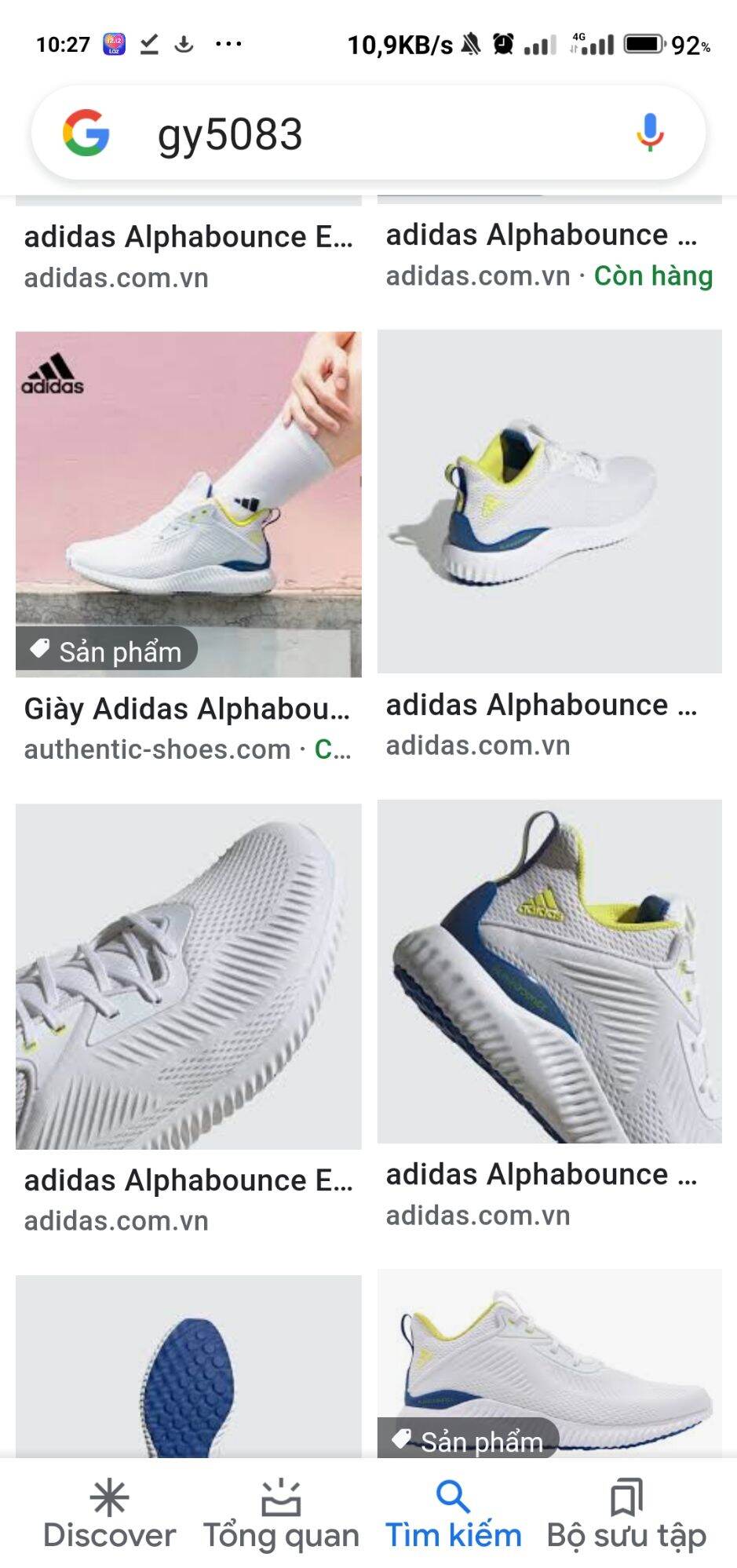 giầy Alphabounce trắng
