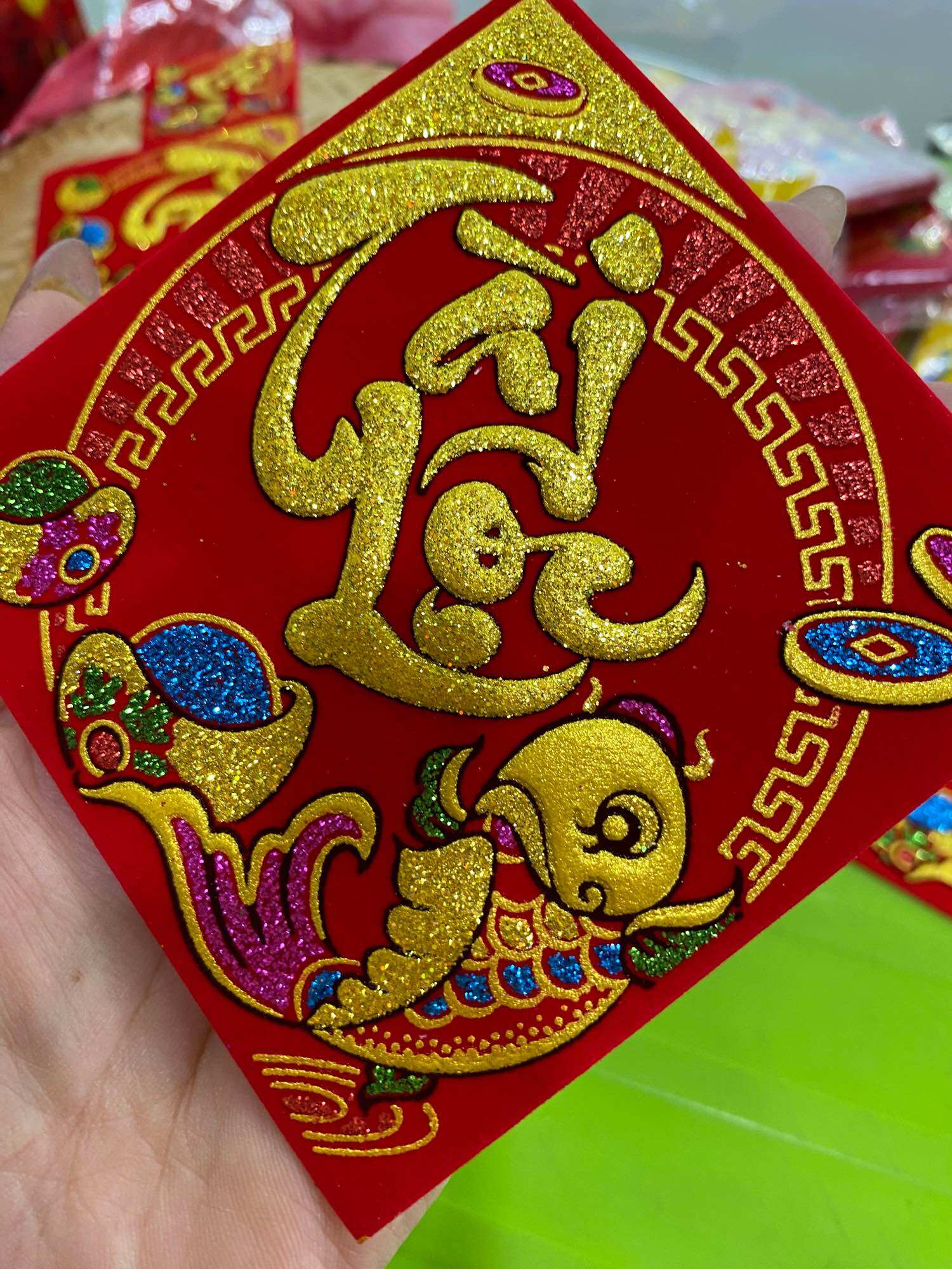 Miếng decal dán dưa bưởi trang trí lễ Tết