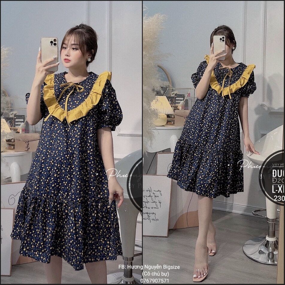 Bigsize đầm babydoll hoa nhí đuôi cá d2021.32