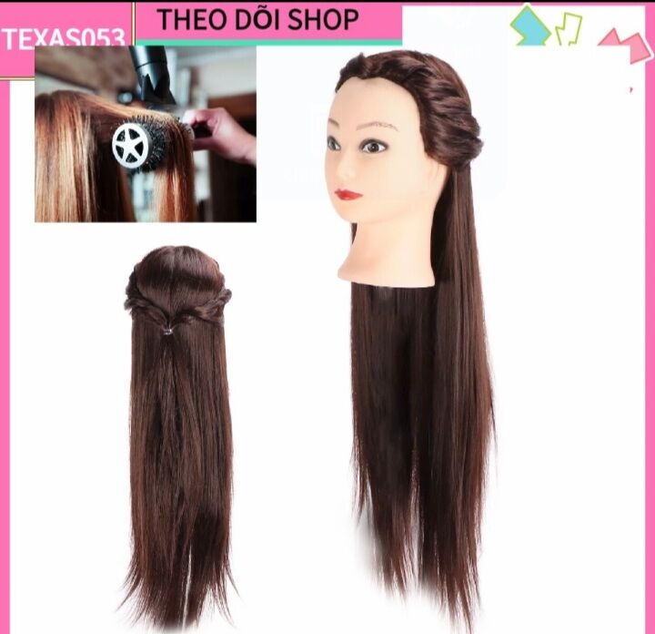 Đầu Canh Chịu Nhiệt Học Cắt Tóc, Bới Tóc _ Tóc  Dài Mềm Mượt  70cm