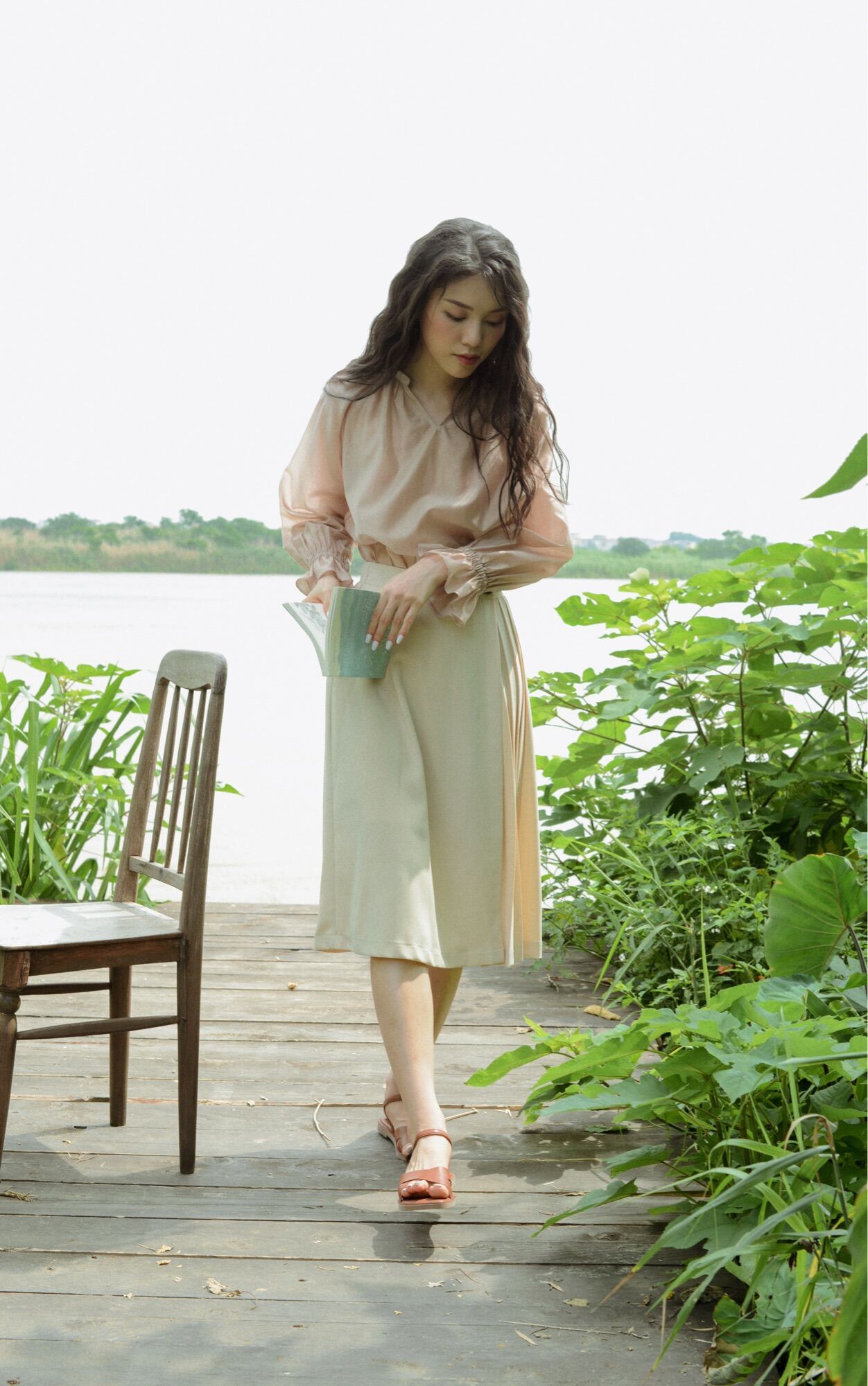 Chân Váy Midi Xếp Ly Be [Madelen]